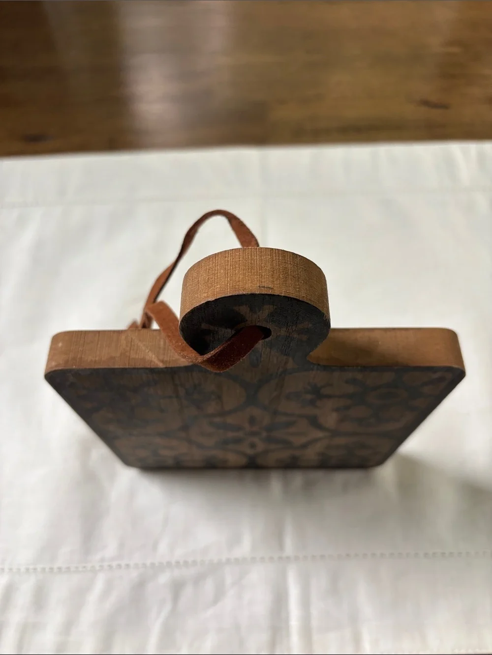 Wooden Hanging Serving Board with Brown and Black Tile Pattern